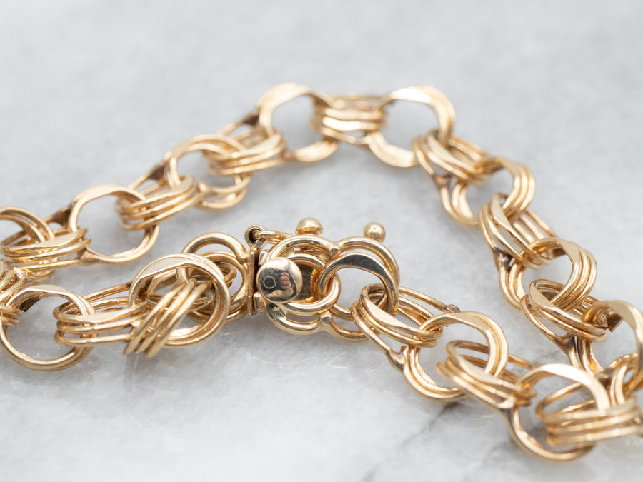 Triple Loop Chain Linkl Bracelet with Box Clasp
