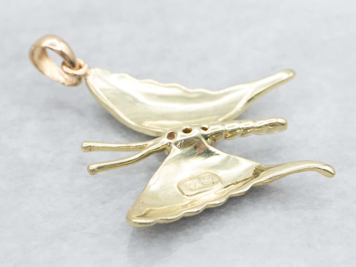 Gold and Enamel Butterfly Pendant
