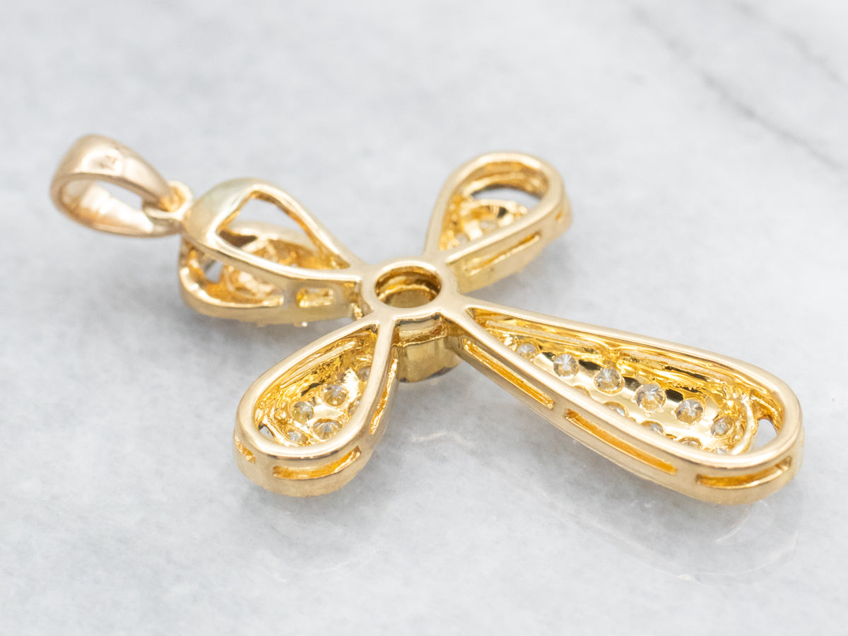 Modern White and Black Diamond Cross