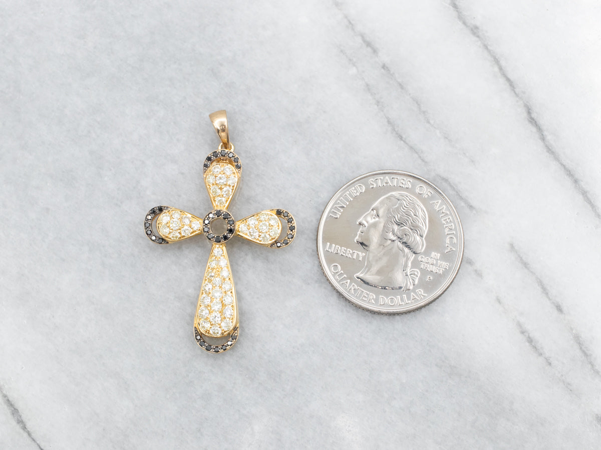 Modern White and Black Diamond Cross