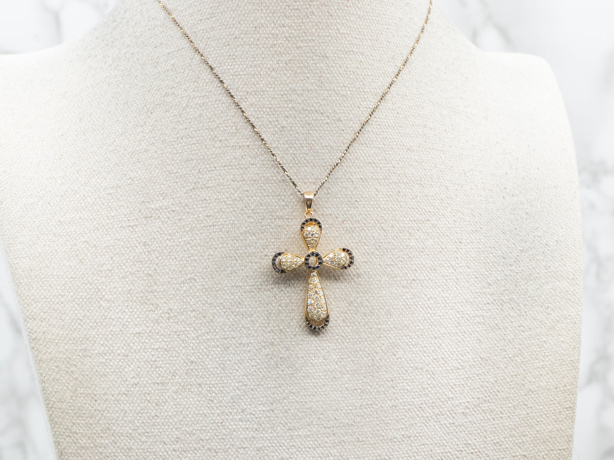 Modern White and Black Diamond Cross