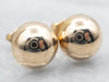 Yellow Gold Hollow Dome Stud Earrings