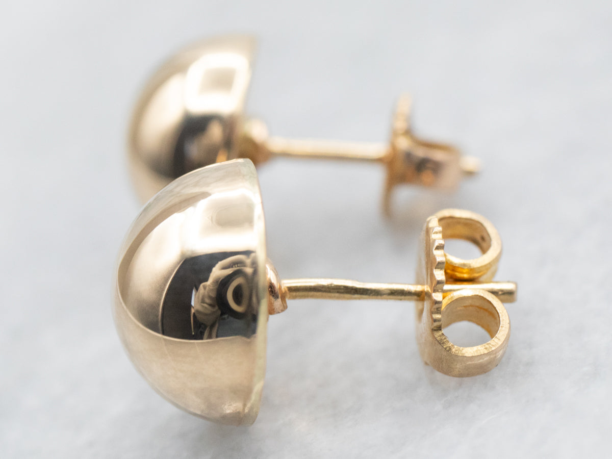 Yellow Gold Hollow Dome Stud Earrings