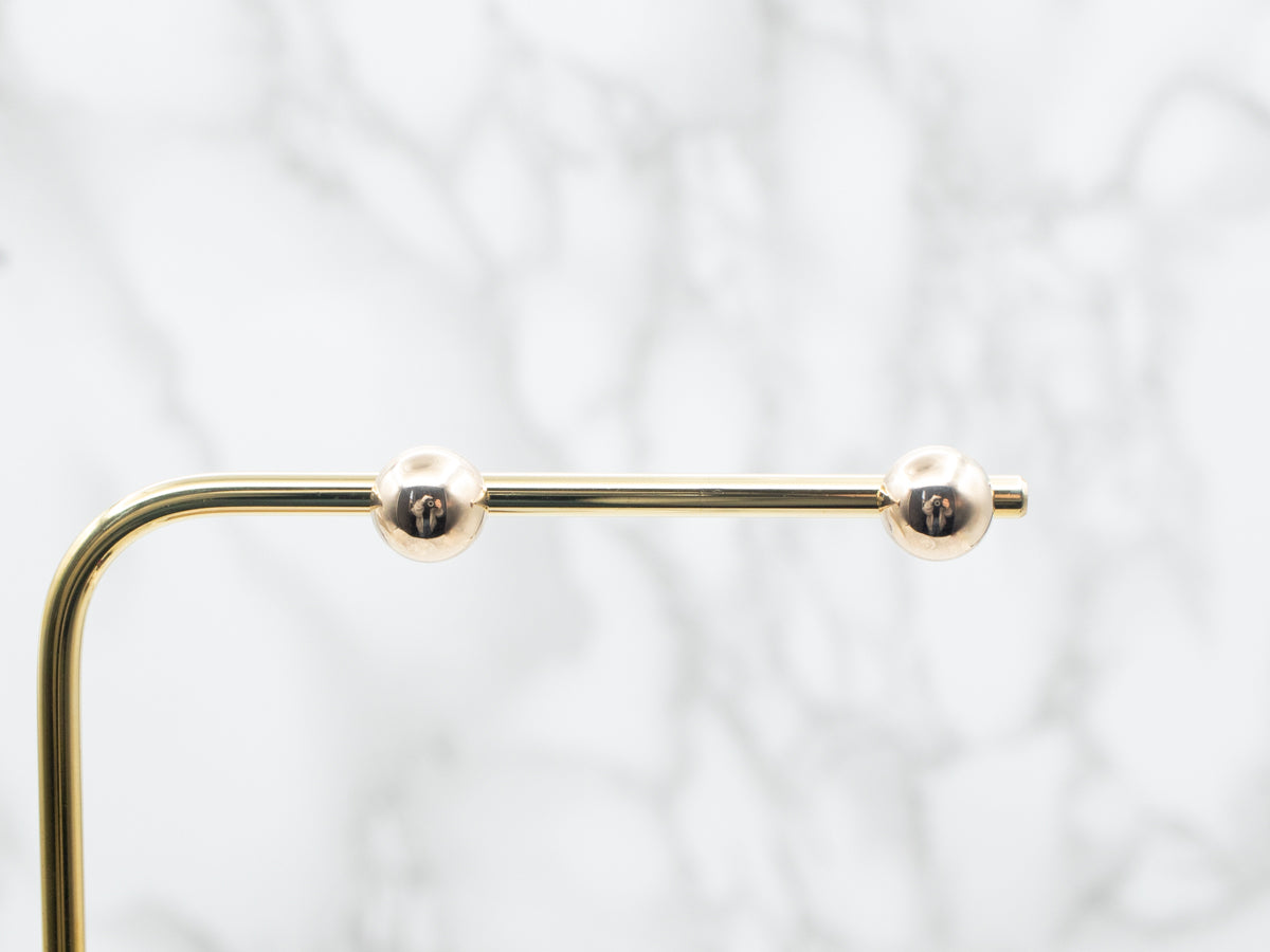 Yellow Gold Hollow Dome Stud Earrings