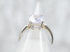 White Gold Emerald Cut Lilac Sapphire Solitaire Ring