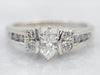 White Gold Marquise Cut Diamond Engagement Ring with Diamond Shoulders