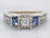 White Gold Princess Cut Diamond Engagement Ring with Sapphire and Diamond Accents