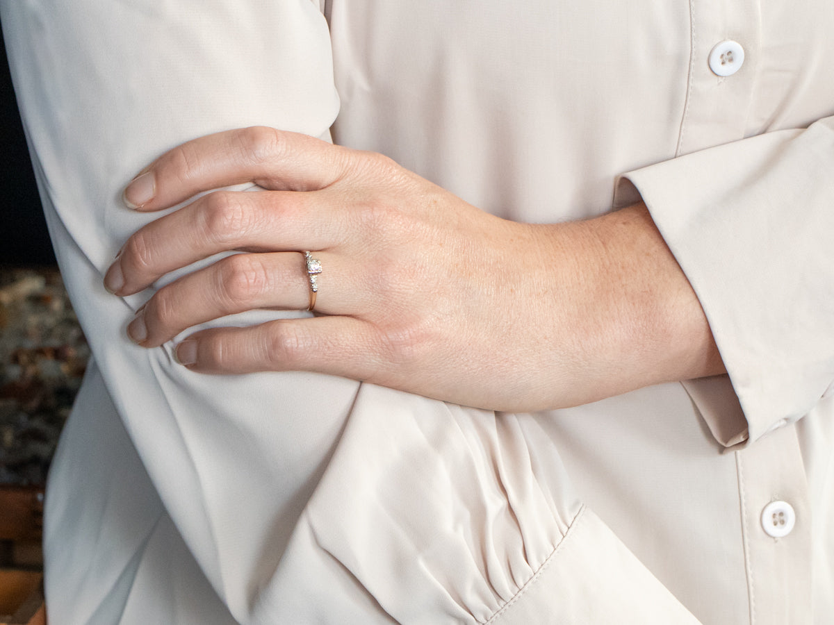 Yellow and White Gold Diamond Engagement Ring with Diamond Accents