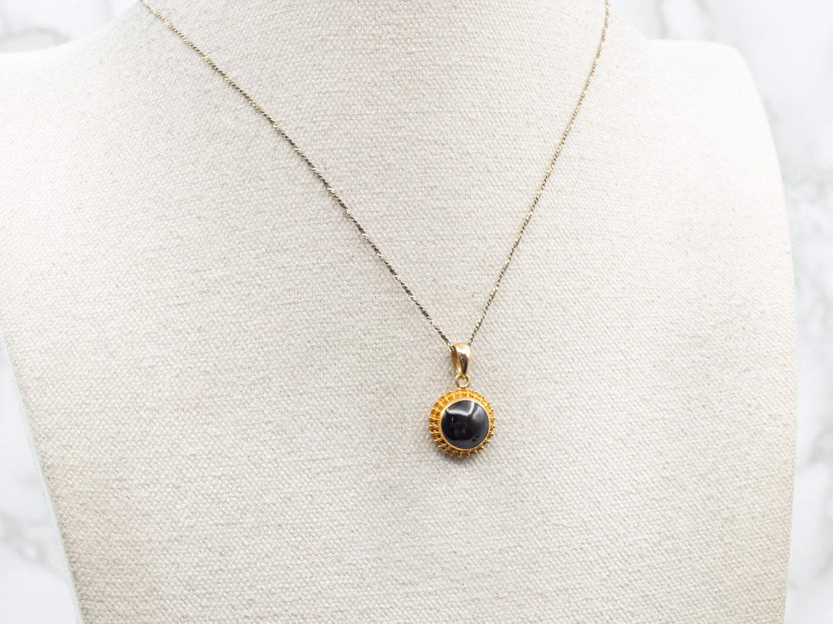 Yellow Gold Cat's Eye Sillimanite Pendant