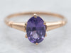 Yellow Gold Oval Cut Purple Sapphire Solitaire Ring