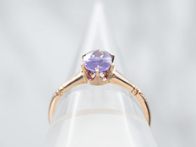 Yellow Gold Oval Cut Purple Sapphire Solitaire Ring
