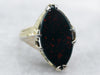 Two Tone Marquise Cut Bloodstone Solitaire Ring