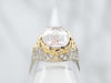 Two Tone Bezel Set Oval Cut Morganite Solitaire Ring
