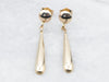 Yellow Gold Teardrop Shaped Drop Earrings with Round Stud