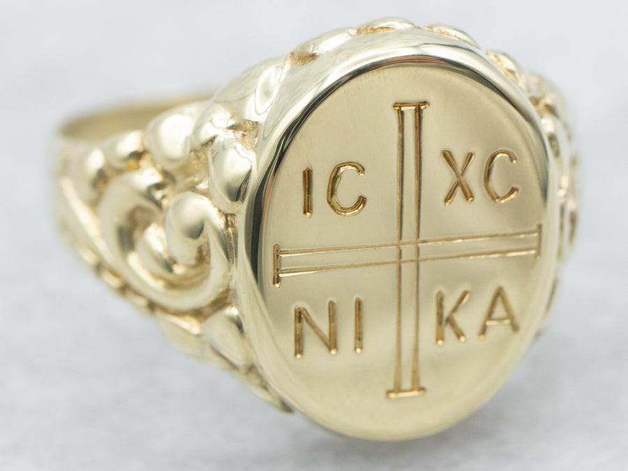Yellow Gold Greek Orthodox Signet Ring