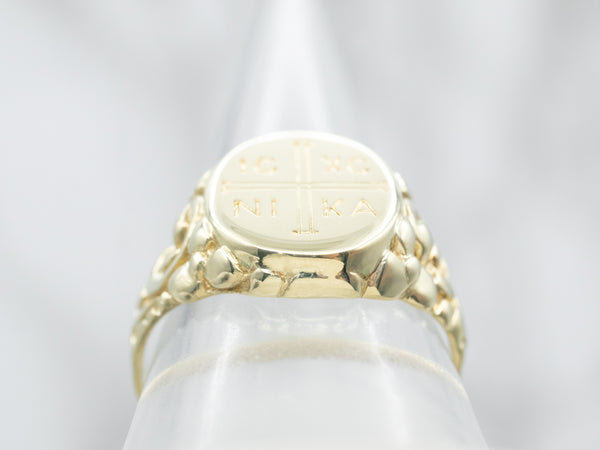 Yellow Gold Greek Orthodox Signet Ring - Market Square Jewelers