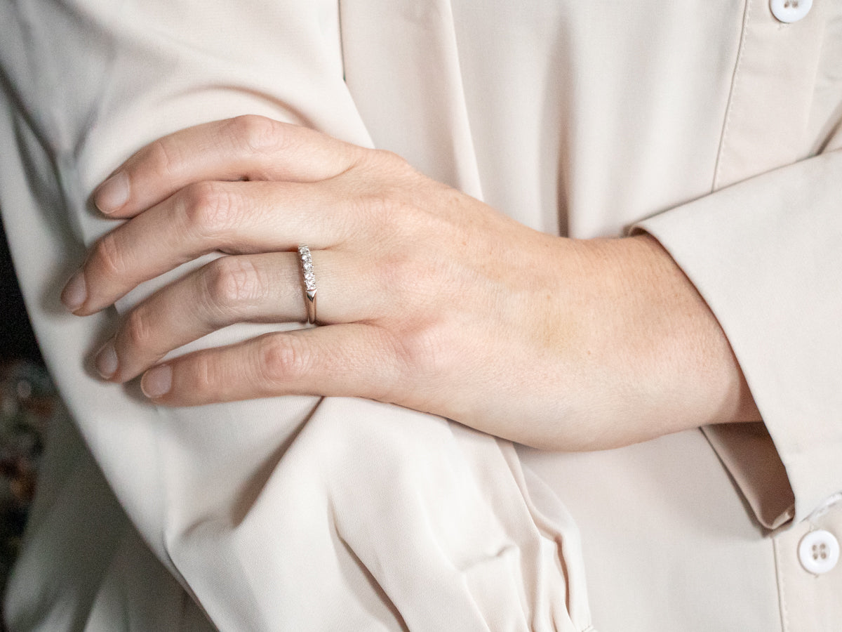 White Gold Diamond Five Stone Wedding Band