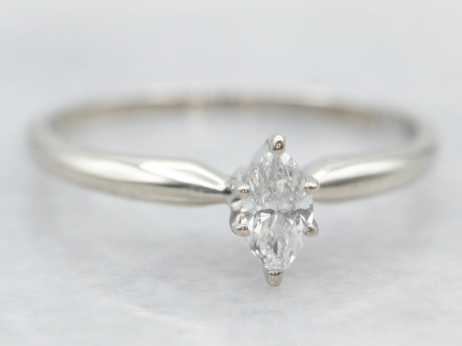 White Gold Marquise Cut Diamond Solitaire Engagement Ring