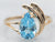Yellow Gold Pear Cut Blue Topaz Split Shank Solitaire Ring
