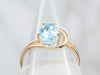 Yellow Gold Pear Cut Blue Topaz Split Shank Solitaire Ring