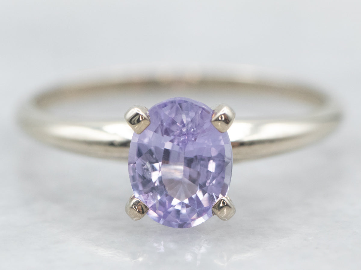 White Gold Purple Sapphire Solitaire Ring