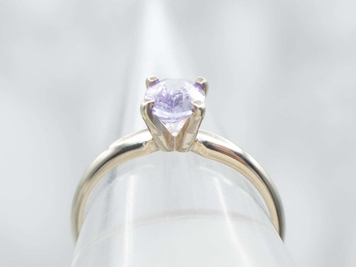 White Gold Purple Sapphire Solitaire Ring