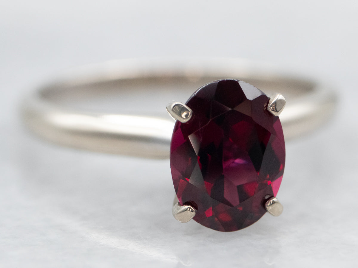 Rhodolite Garnet Solitaire Ring
