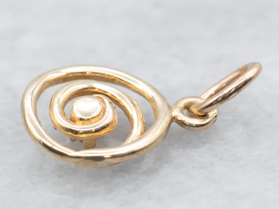 Yellow Gold Spiral Pendant with Diamond Accent
