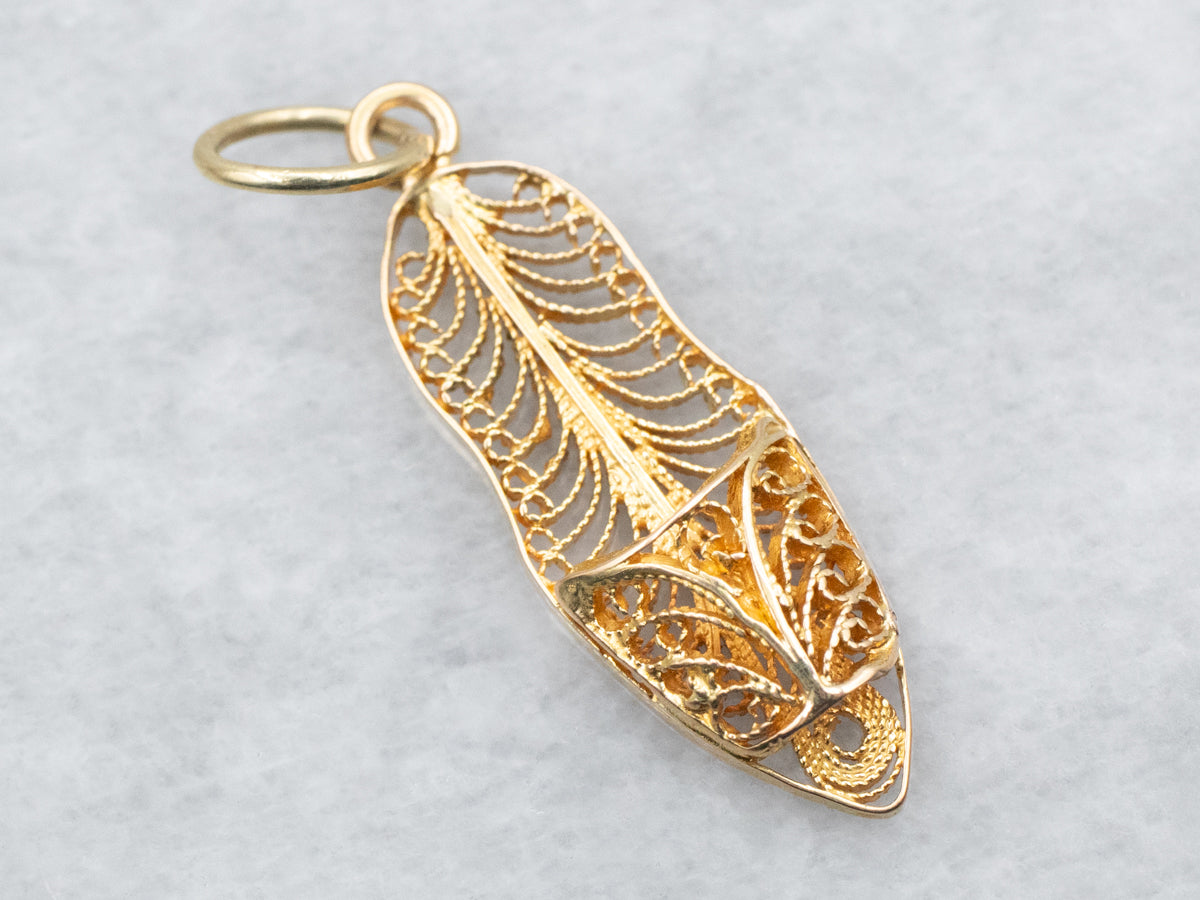 Yellow Gold Filigree Sandal Charm
