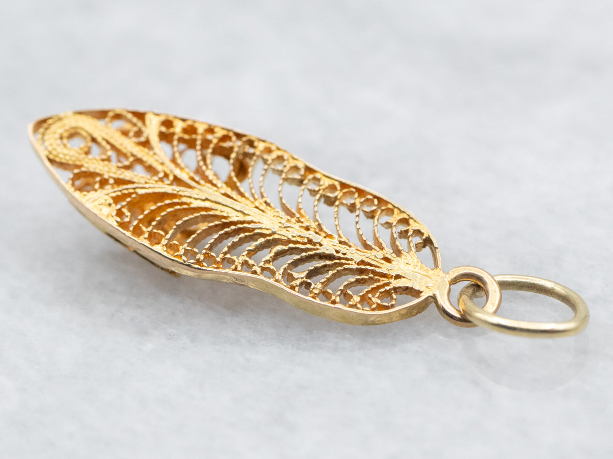 Yellow Gold Filigree Sandal Charm