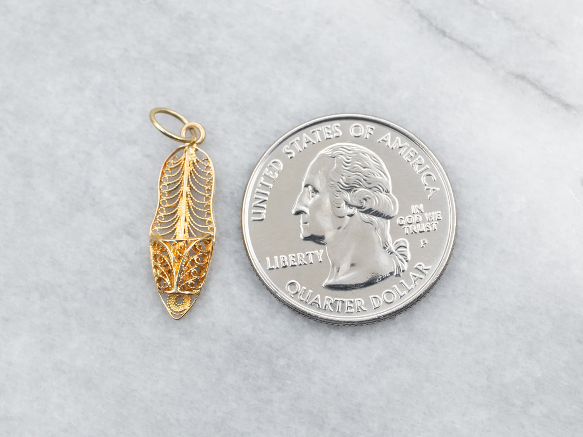 Yellow Gold Filigree Sandal Charm