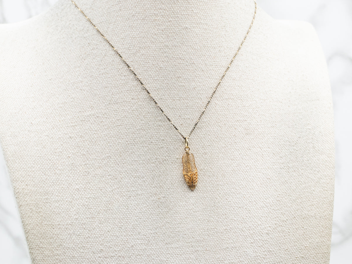 Yellow Gold Filigree Sandal Charm