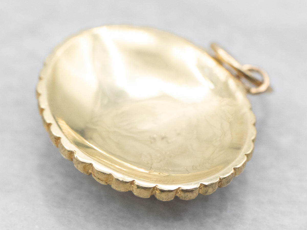 Yellow Gold East West Hand Painted Nantucket Pendant