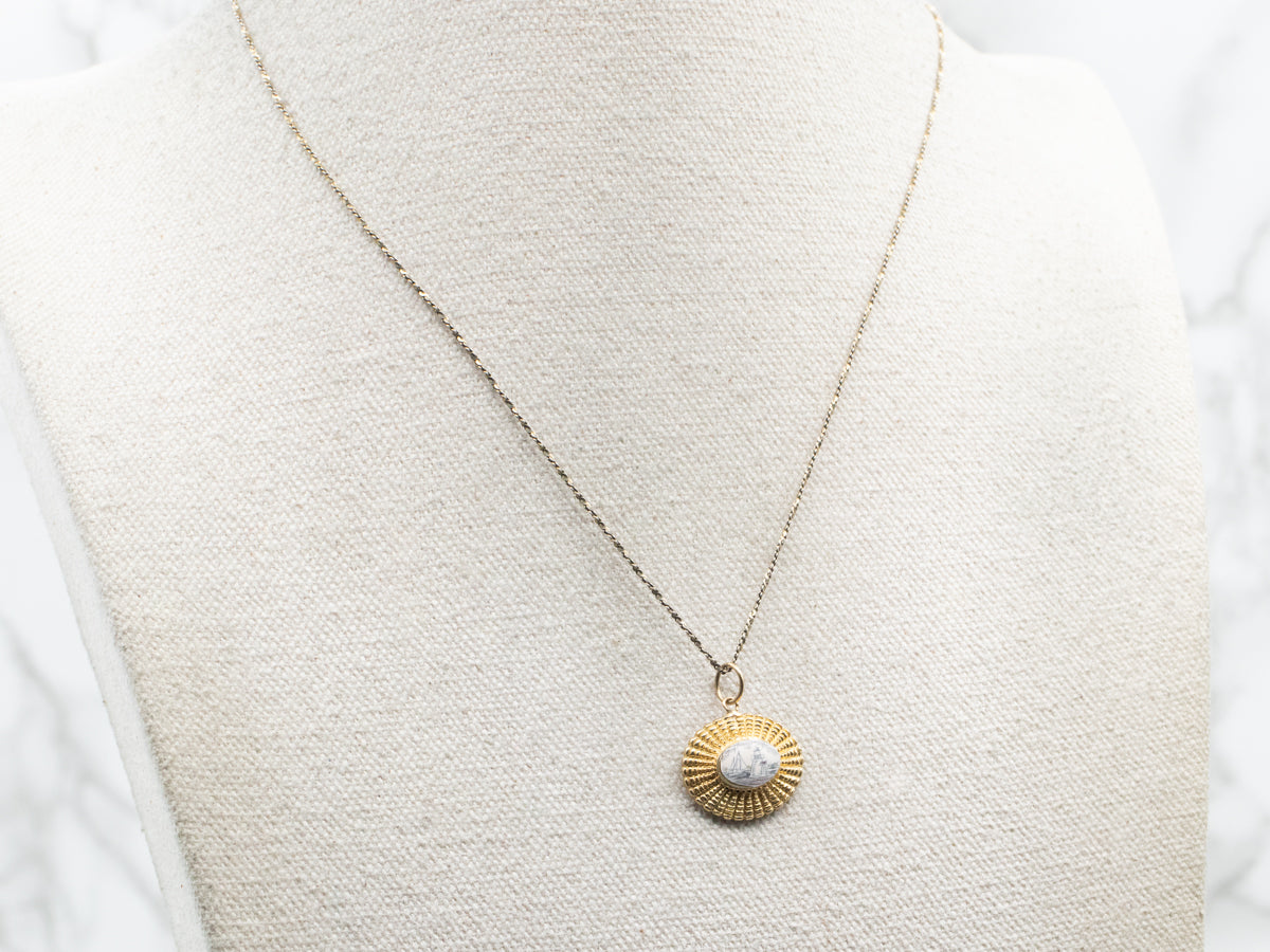 Yellow Gold East West Hand Painted Nantucket Pendant