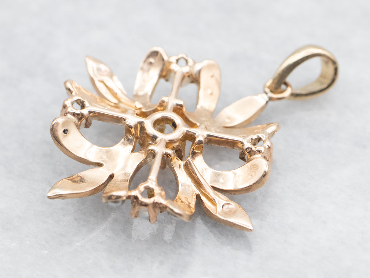 Yellow Gold Opal and Seed Pearl Pendant