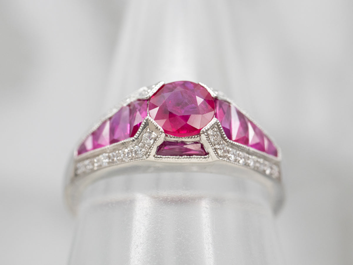 Art Deco Inspired Ruby and Diamond Ring