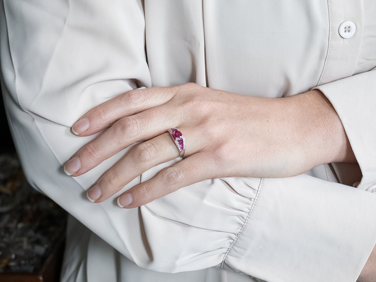 Art Deco Inspired Ruby and Diamond Ring