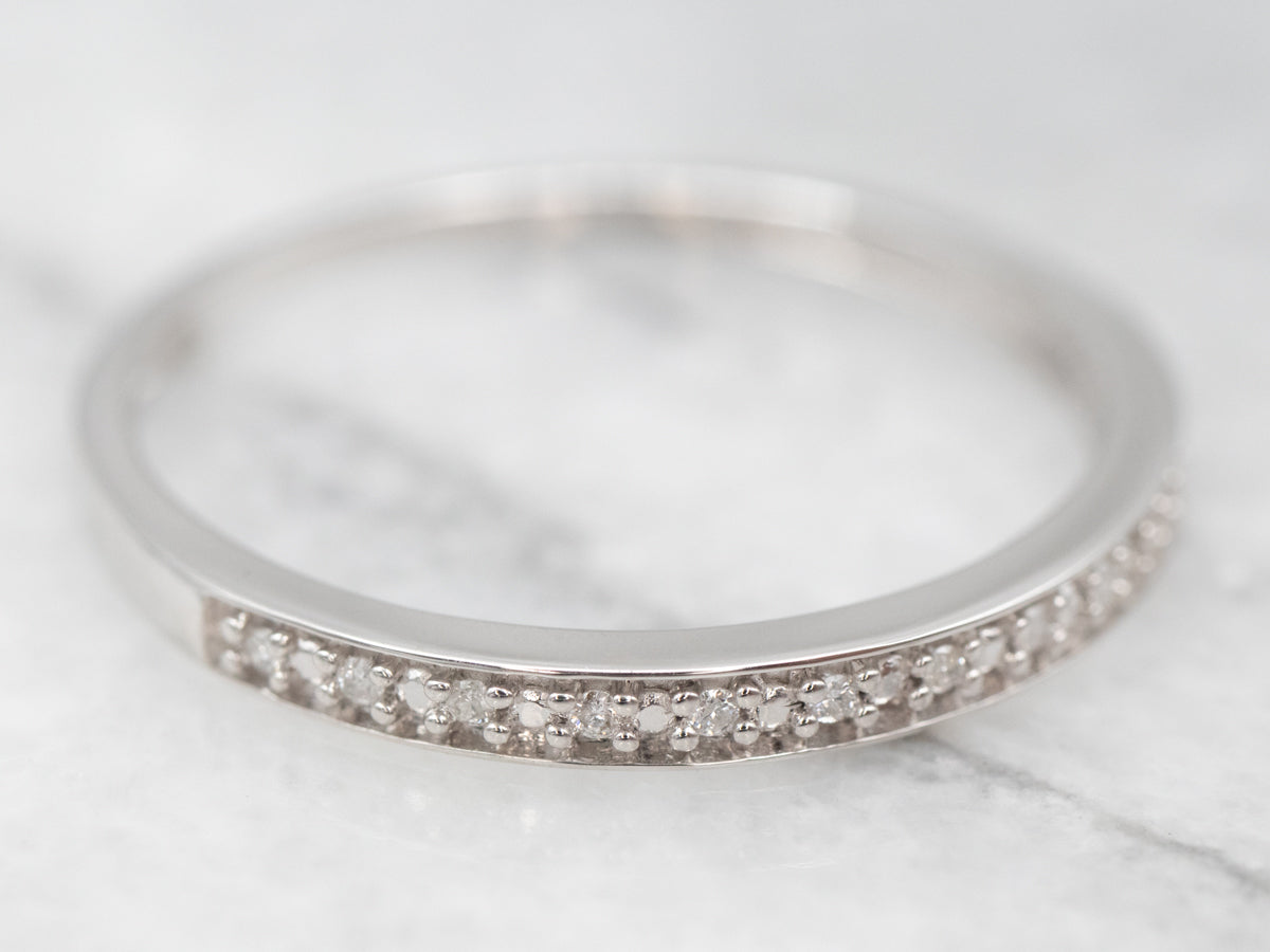 Thin White Gold Diamond Band