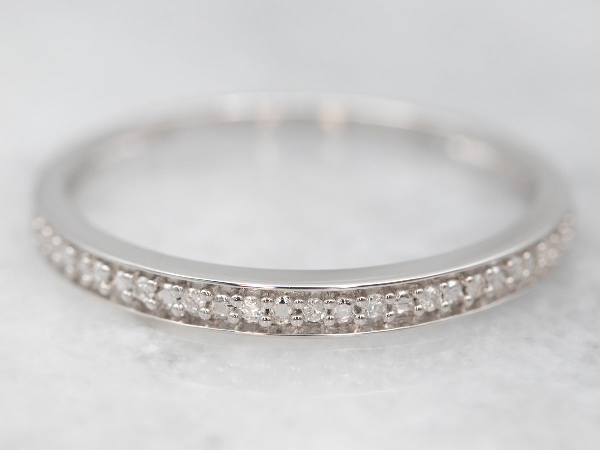 Thin White Gold Diamond Band
