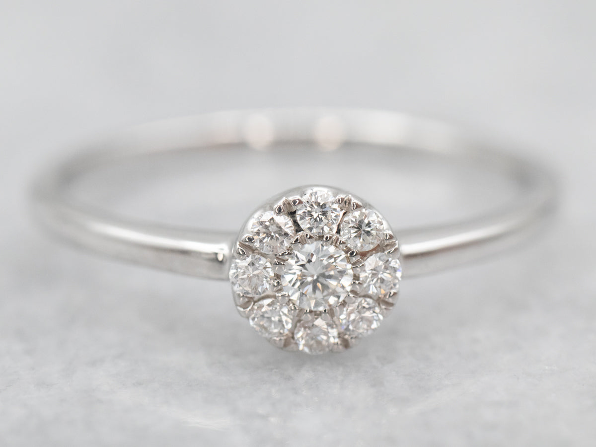White Gold Diamond Halo Engagement Ring