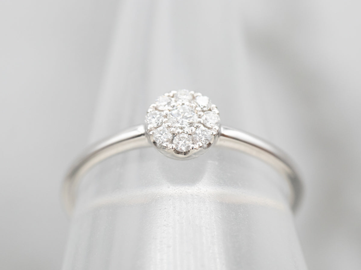 White Gold Diamond Halo Engagement Ring