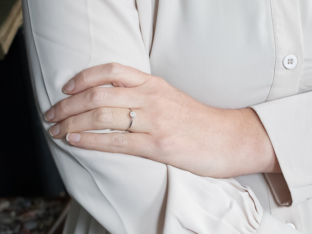 White Gold Diamond Halo Engagement Ring