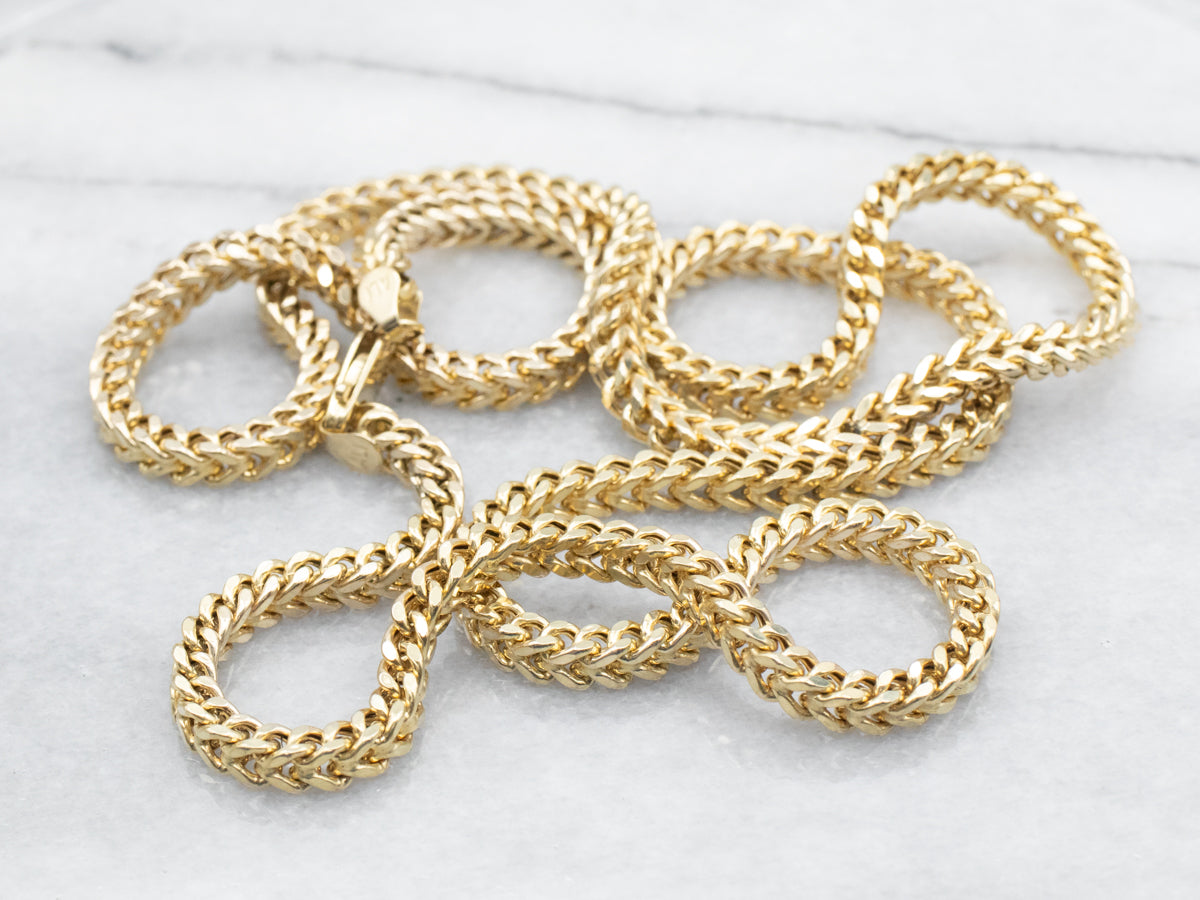 Yellow Gold Square Wheat Chain with Lobster Clasp
