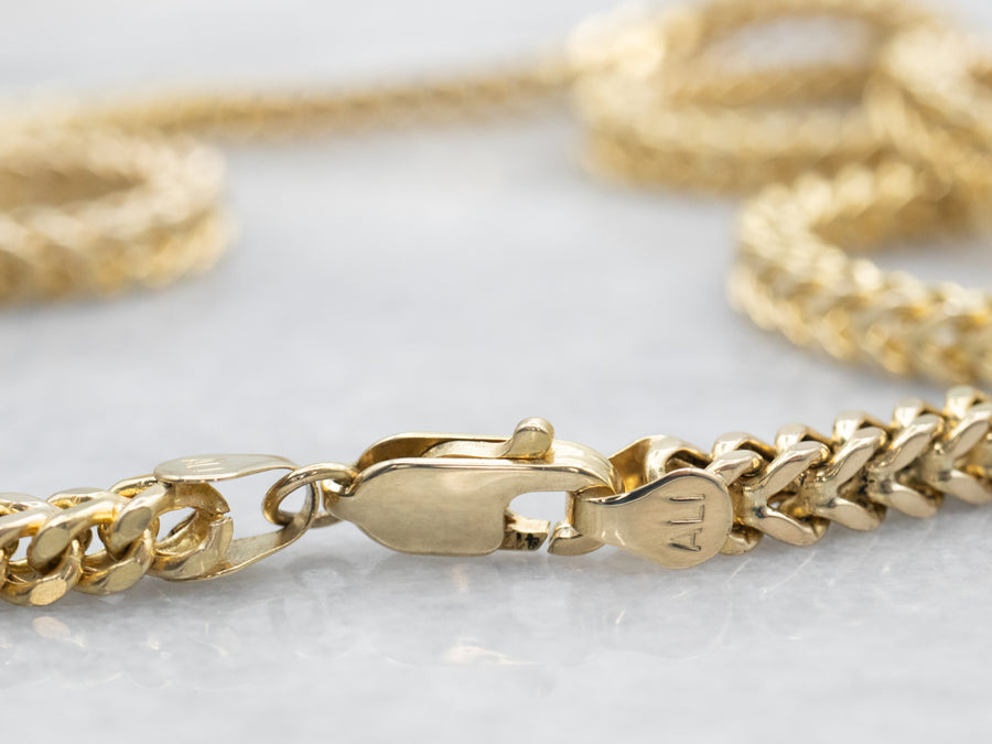 Yellow Gold Square Wheat Chain with Lobster Clasp