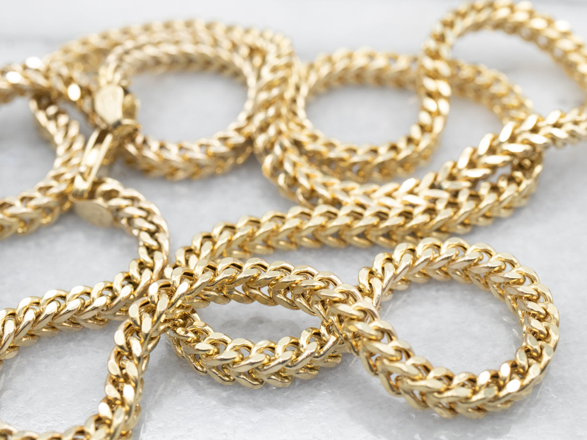 Yellow Gold Square Wheat Chain with Lobster Clasp