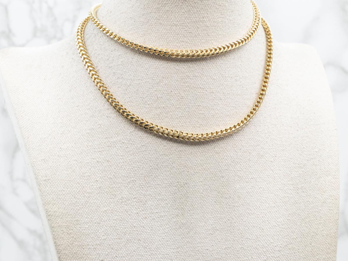 Yellow Gold Square Wheat Chain with Lobster Clasp