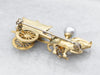 Yellow Gold Enamel and Pearl Horse and Carriage Brooch