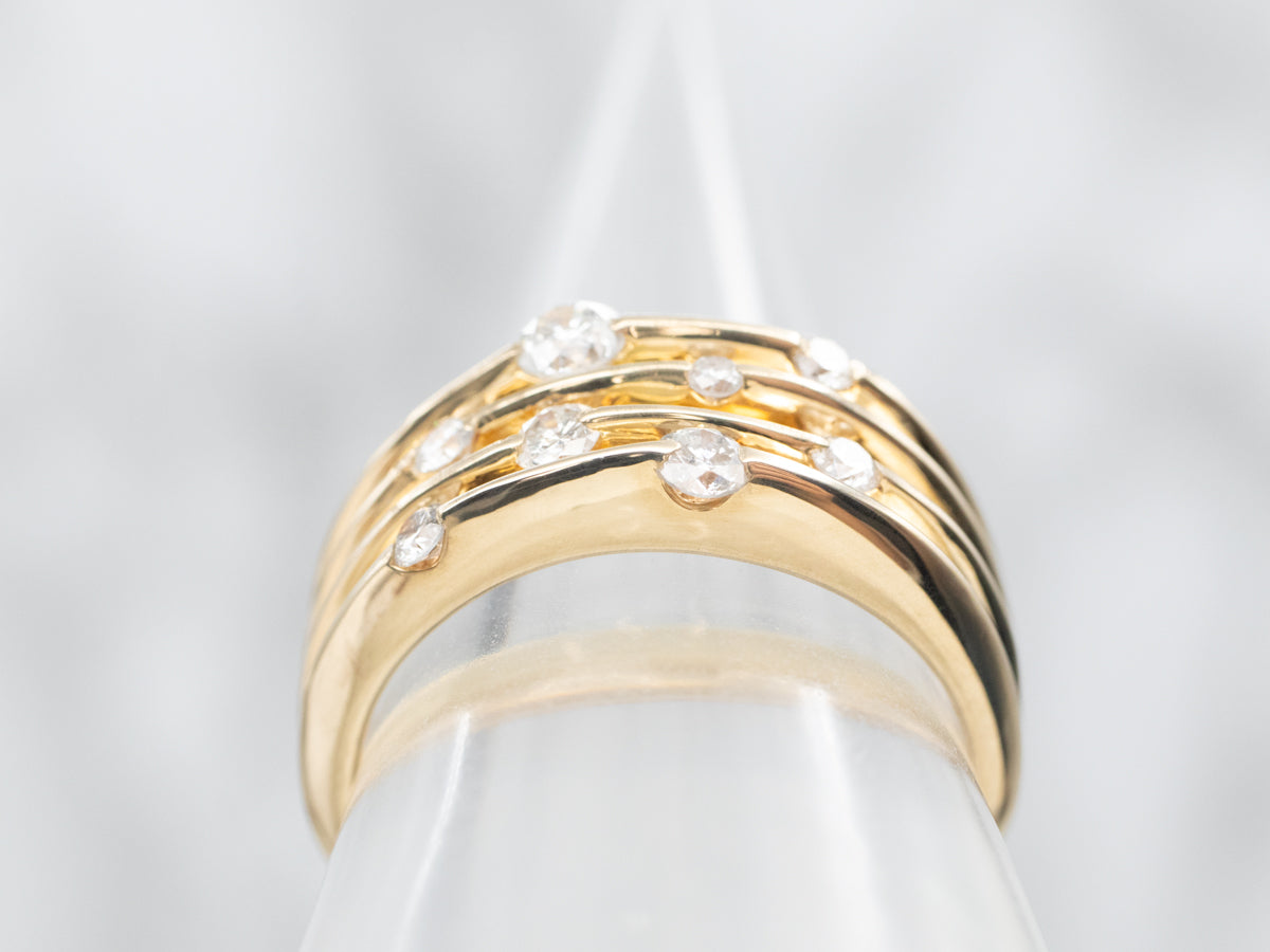 Yellow Gold Four Layer Diamond Band