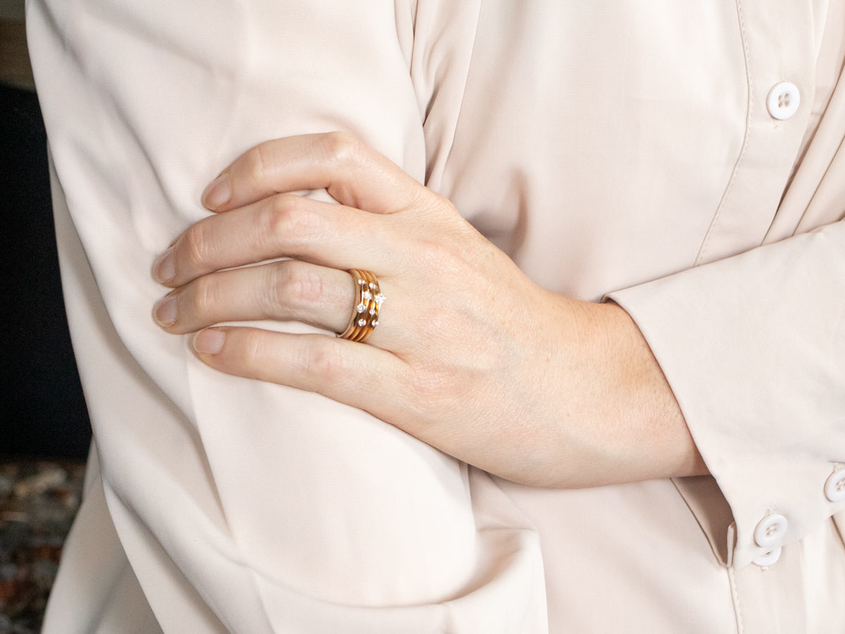 Yellow Gold Four Layer Diamond Band