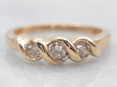 Yellow Gold Diamond Swirl Ring